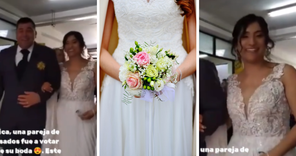¡Que vivan los novios!: pareja se casó e inmediatamente fue a votar en Villarrica