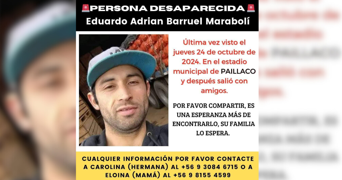 Joven desaparecido en Paillaco 