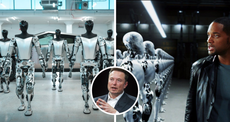 Tesla Bot de Elon Musk y robots de Yo Robot