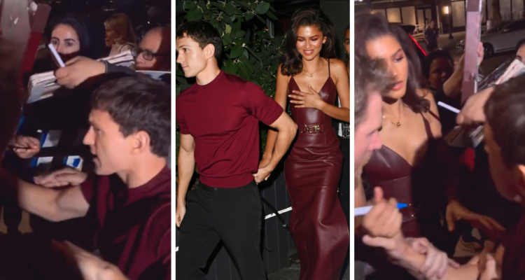 El actor, Tom Holland, rescató a su pareja, la actriz y modelo Zendaya, luego de que fuera abruptamente abordada por un grupo de fans y paparazzi.