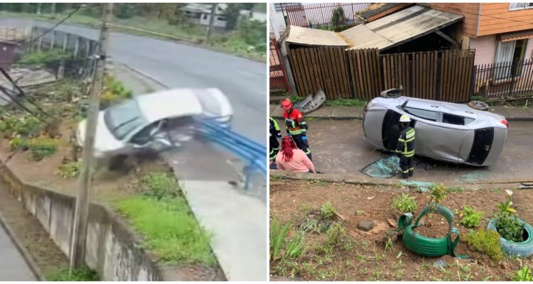 Volcamiento de vehículo en curva de Lota