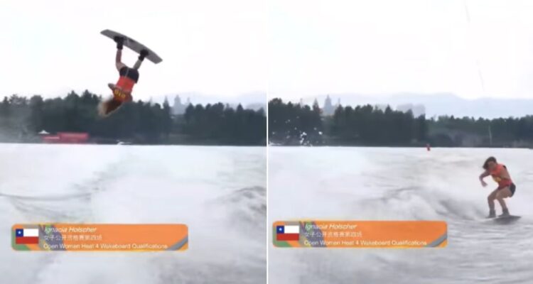 La chilena Ignacia Holscher y una brillante rutina en Mundial de Wakeboard de China
