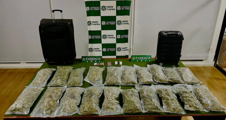 Mujer fue sorprendida trasladando 21 kilos de marihuana en maletas: avalúo es de $200 millones