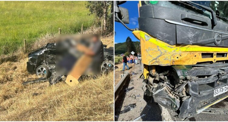 Al menos un muerto deja colisión frontal entre vehículo y camión en ruta a Patagual en Coronel