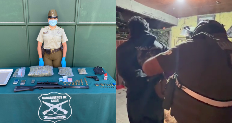 Carabineros incauta armas, drogas y una granada militar en allanamiento realizado en Quilicura