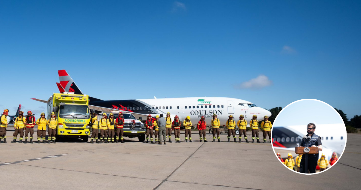 Presidente Boric recibe el nuevo avión súper tanker en Concón