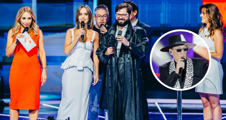 Gabriel Boric en Teletón 2024 con gabardina de Emmanuel