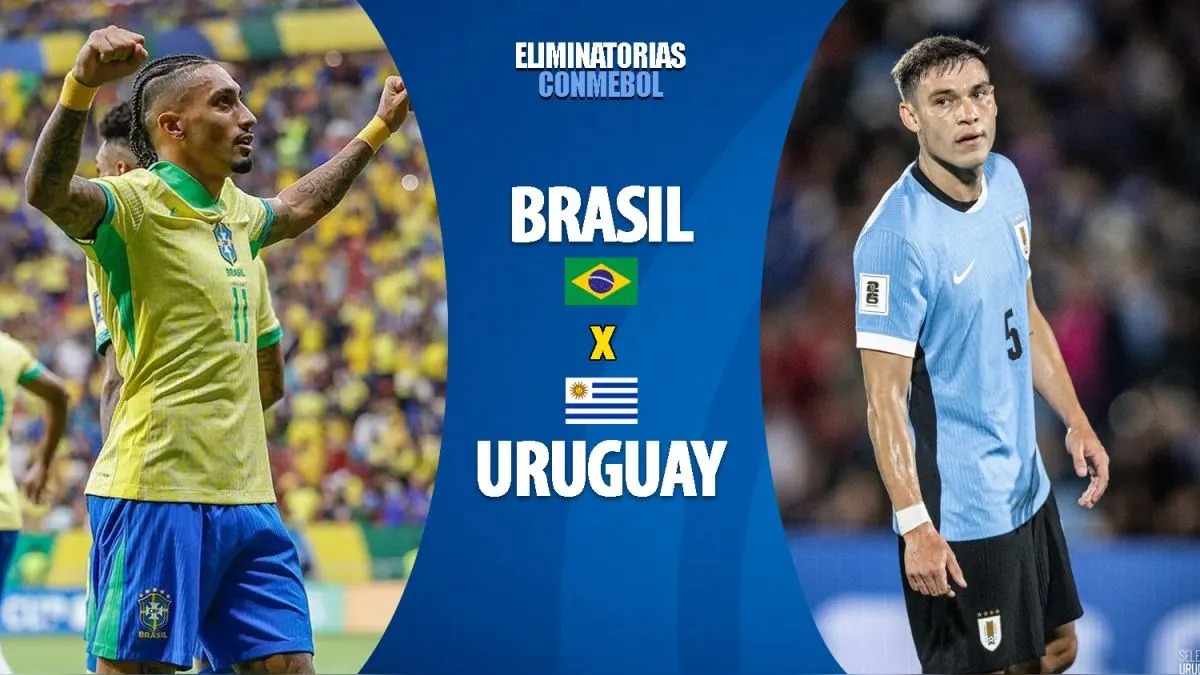 Dónde, a qué hora y cómo ver en vivo por tv televisión en vivo en Chile el partido de eliminatorias sudamericanas entre Brasil vs Uruguay.