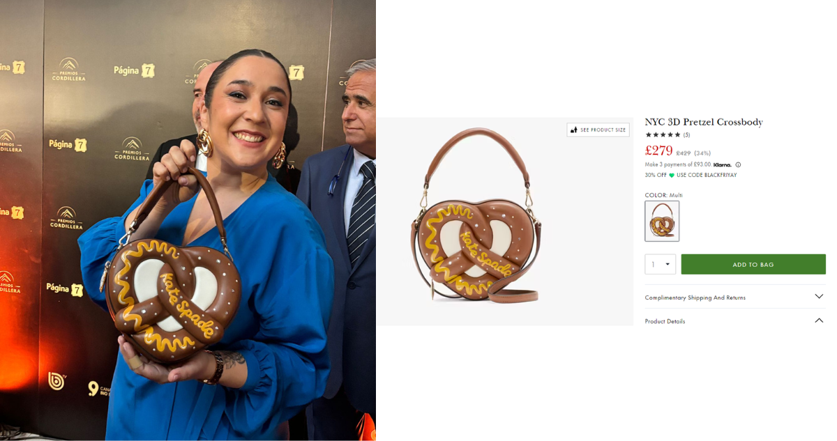 Chef Camila de Tu Día con cartera de Kate Spade