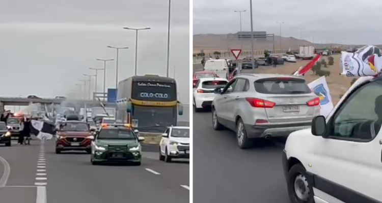 Caravana, banderas y artificios: el recibimiento de hinchas a Colo Colo en su arribo a Copiapó