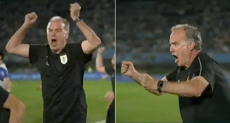 Se volvió ’loco’: el desatado festejo de Marcelo Bielsa tras agónico triunfo de Uruguay ante Colombia