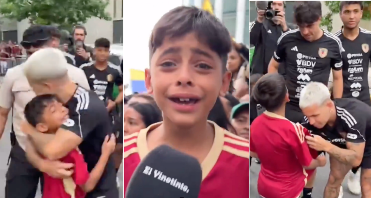 El emotivo gesto de Yeferson Soteldo con pequeño hincha venezolano en el banderazo.