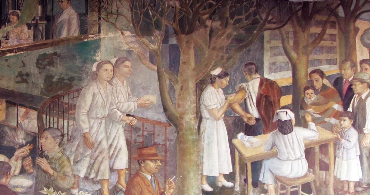 La Farmacia Maluje y el mural de Julio Escámez, Almacén Editorial