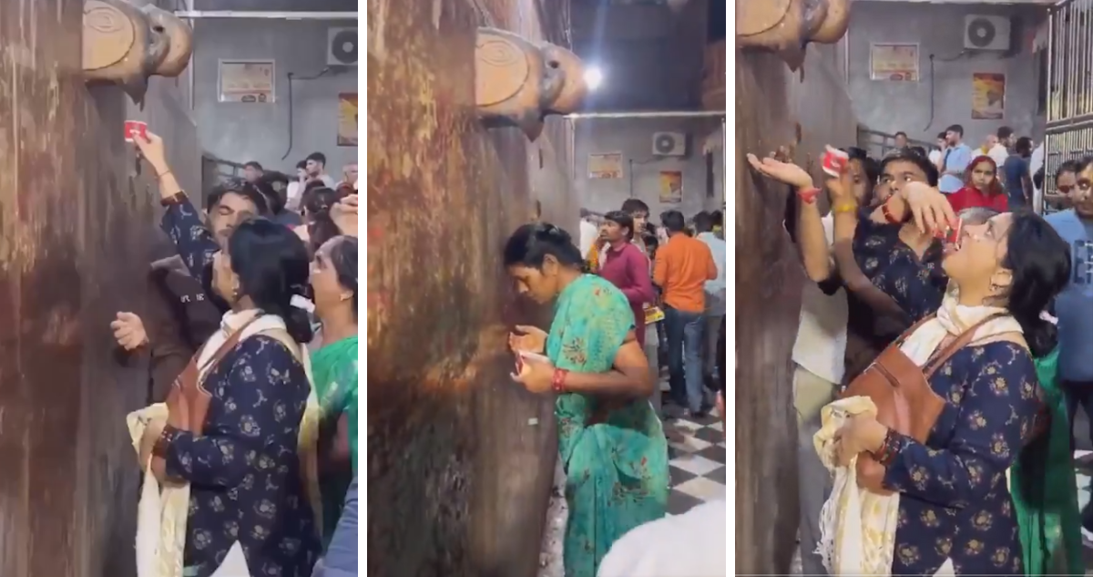 Feligreses en India hacen fila para beber “agua bendita”, pero en realidad era del aire acondicionado