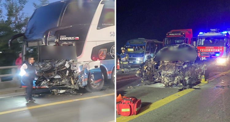 Bío Bío: cuatro fallecidos deja grave colisión entre Eme Bus y vehículo menor en Puente Llacolén