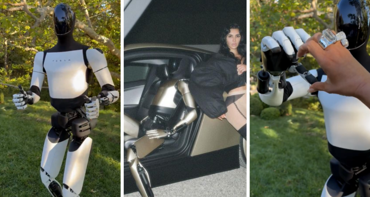 Kim Kardashian presume su nueva adquisición, el robot Optimus de Tesla
