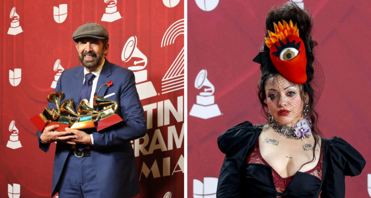 Juan Luis Guerra y Mon Laferte en los Latin Grammy 2024, en referencia a ganadores