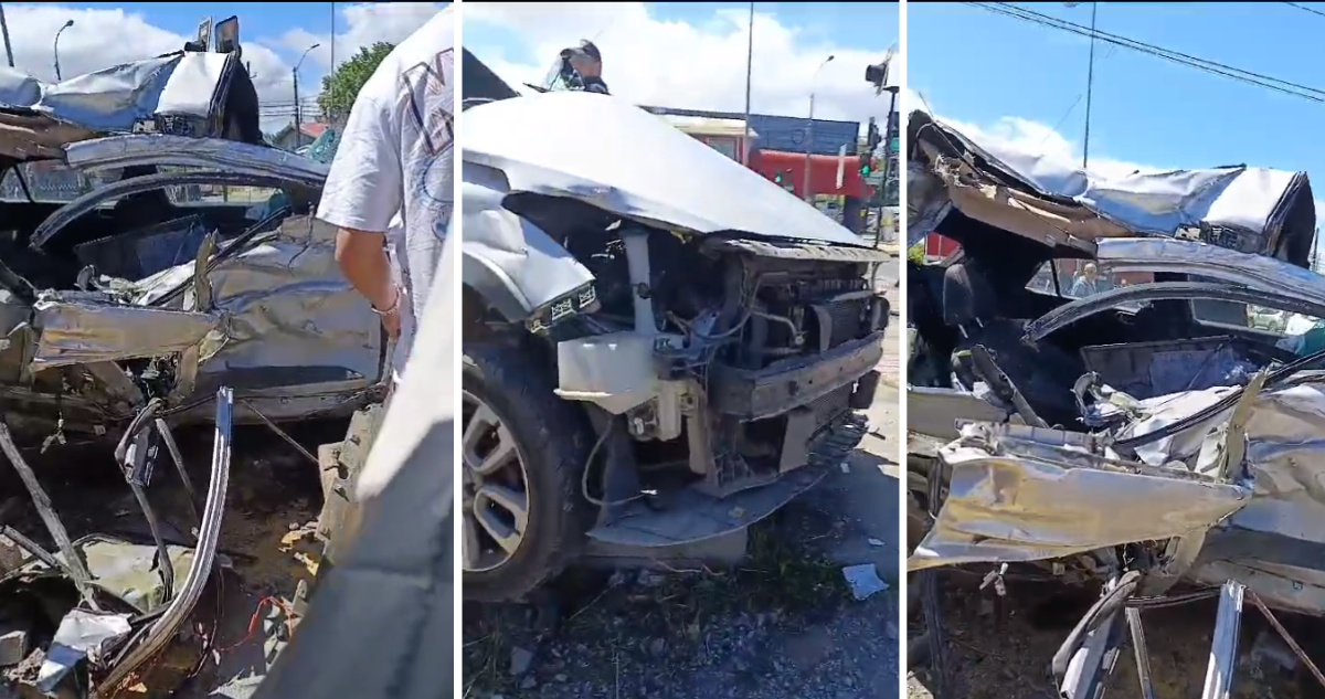 Brutal colisión entre Biotren y vehículo se registra en Coronel: conductor del auto está grave