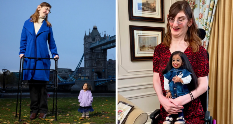 Por el día Mundial del Récord Guinness: mujer más alta y más baja del mundo ser reunieron en Londres