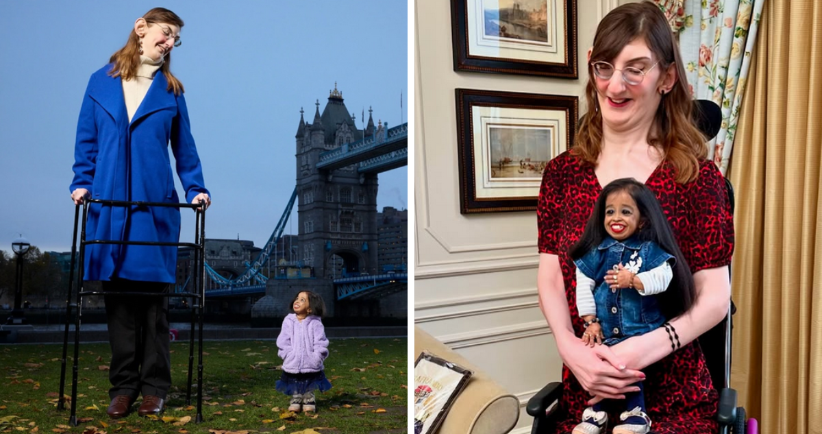 Por el día Mundial del Récord Guinness: mujer más alta y más baja del mundo ser reunieron en Londres