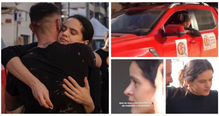 Rosalía va en ayuda de damnificados de Valencia: descargó alimentos, selfies y sonrisas