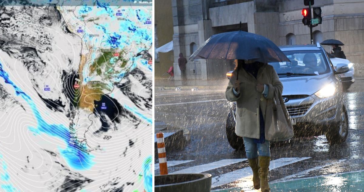 Qué es el Sistema Frontal Meridional: el fenómeno que trae lluvias acumuladas sobre 160 mm en 6 regiones según el pronóstico del tiempo.