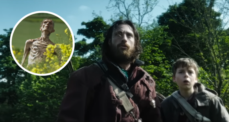 Aaron Taylor Johnson y Alfie Williams en “28 years later” además de miniatura de zombie