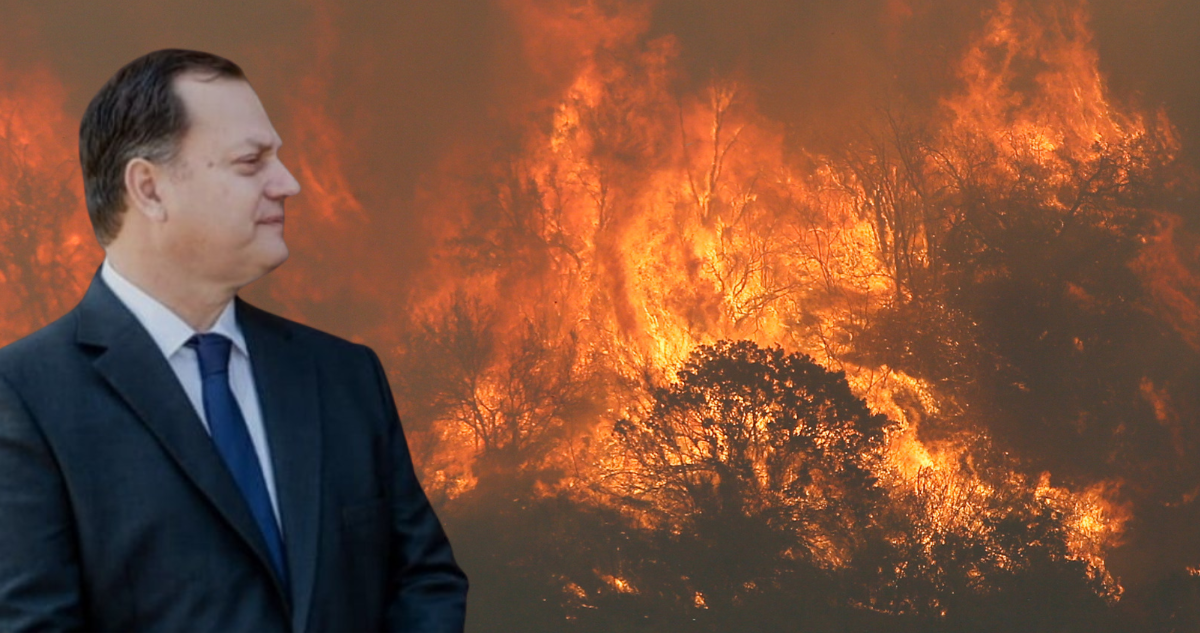 Imagen de un incendio forestal y el abogado