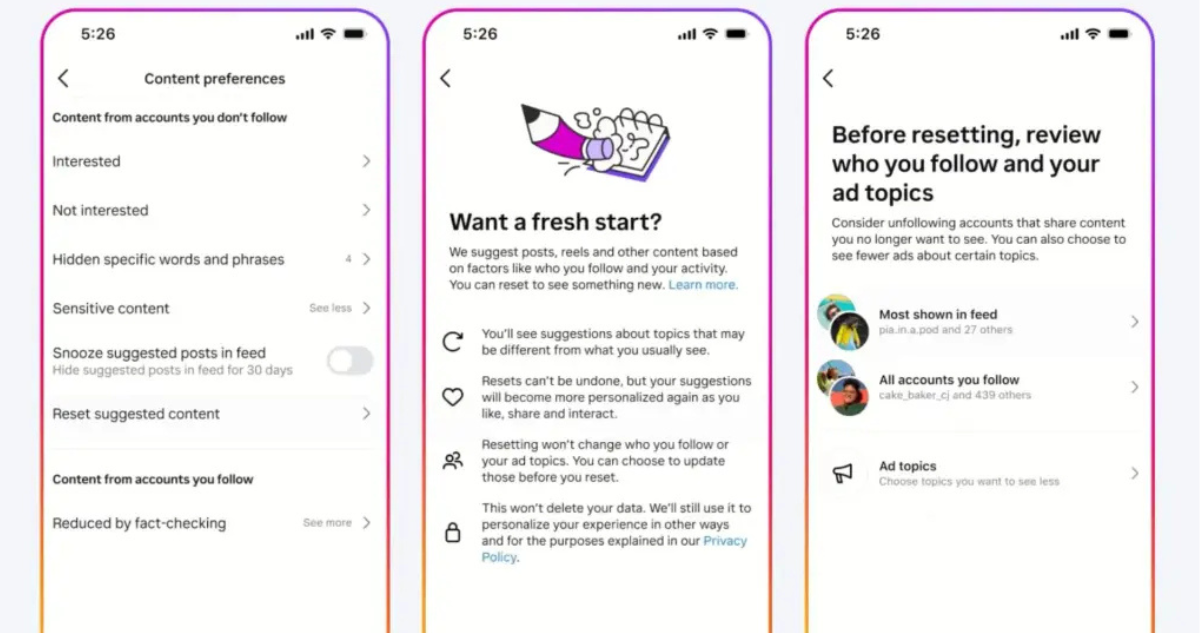 Así puedes reiniciar el algoritmo de Instagram para ver nuevas recomendaciones de contenido