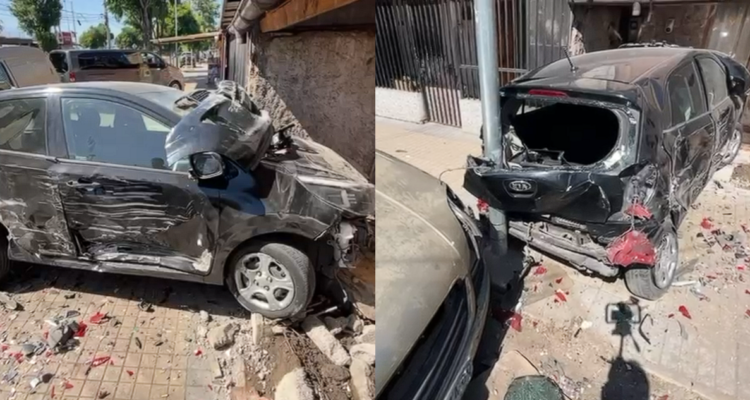 Bus de la locomoción colectiva impacta contra una casa y tres vehículos en La Pintana