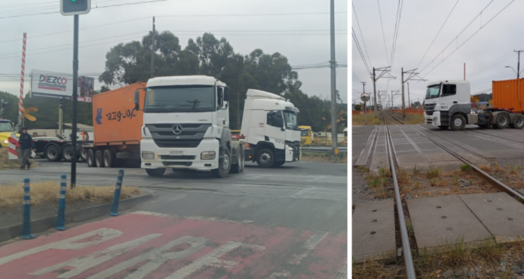 Camión queda detenido en vía férrea en Coronel y provoca demora en servicio de Biotren