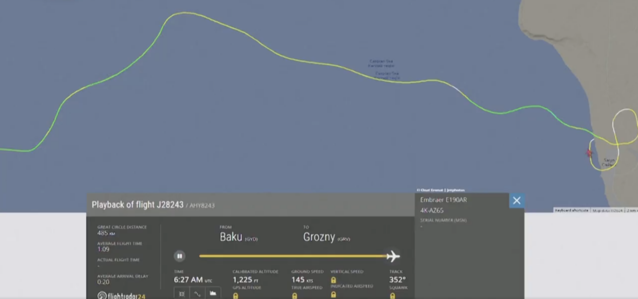 Seguimiento del avión que se estrelló en Kazajistán