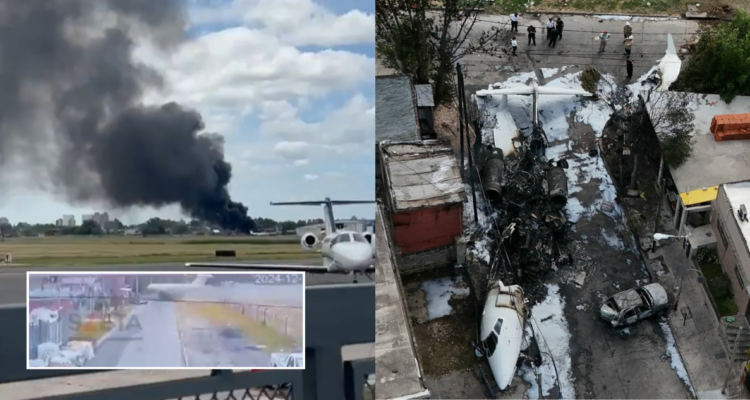 Captan el momento en que avión privado se estrella contra casa en Argentina: murió piloto y copiloto