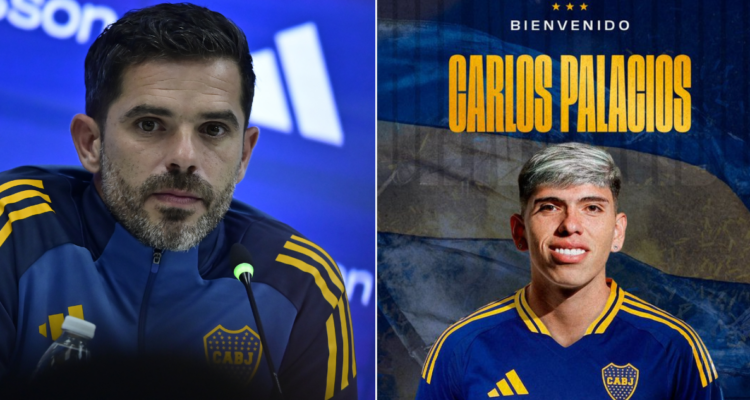 Fernando Gago celebra la llegada de Carlos Palacios a Boca.