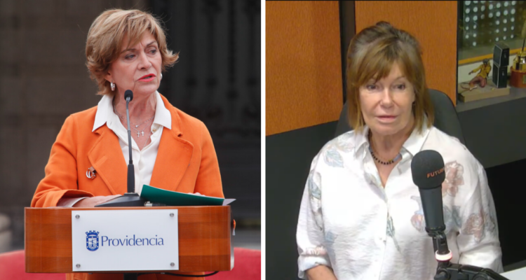 Evelyn Matthei (izquierda) y Coca Guazzini (derecha) en referencia a postura de la actriz sobre posible candidatura presidencial