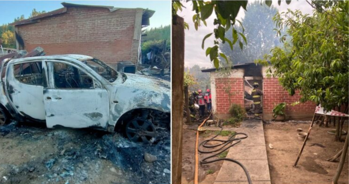 Exterior de casa donde fueron asesinados un matrimonio de agricultores en Angol