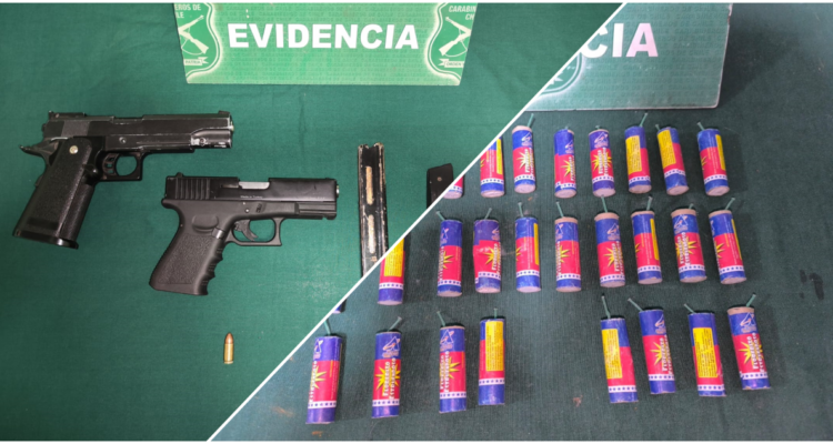 Tres detenidos en la RM: uno robó celular, otro vendía fuegos artificiales y el último portaba armas