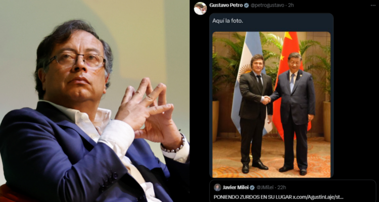 Petro comparte imagen de Milei junto a Xi Jinping tras tuits del presidente argentino contra zurdos