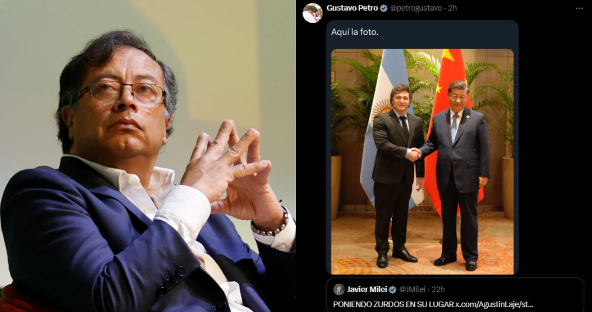 Petro comparte imagen de Milei junto a Xi Jinping tras tuits del presidente argentino contra zurdos