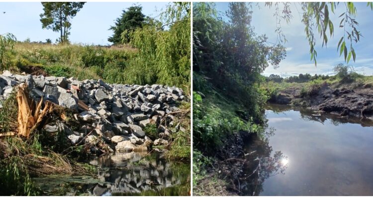 Vecinos denuncian descargas de hormigón en Río Rahue en Osorno: temen daños en APR y desvíos de cauce