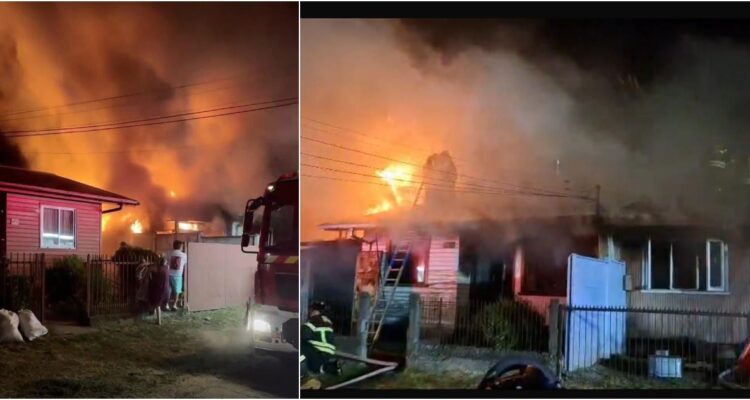 Incendio destruye dos viviendas y deja seis damnificados en sector Rahue Alto en Osorno