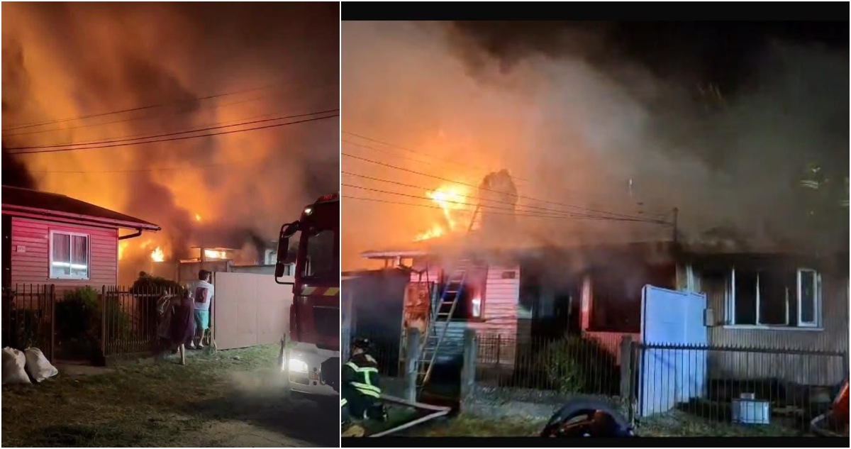 Incendio destruye dos viviendas y deja seis damnificados en Rahue Alto en Osorno