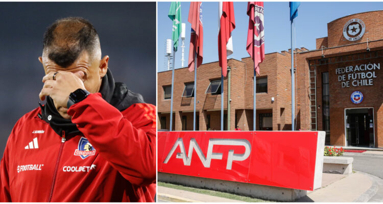 Jorge Almirón y a su derecha, el frontis de la ANFP en Quilín