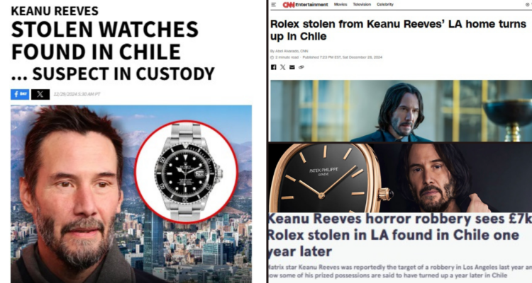 Trama por relojes de Keanu Reeves