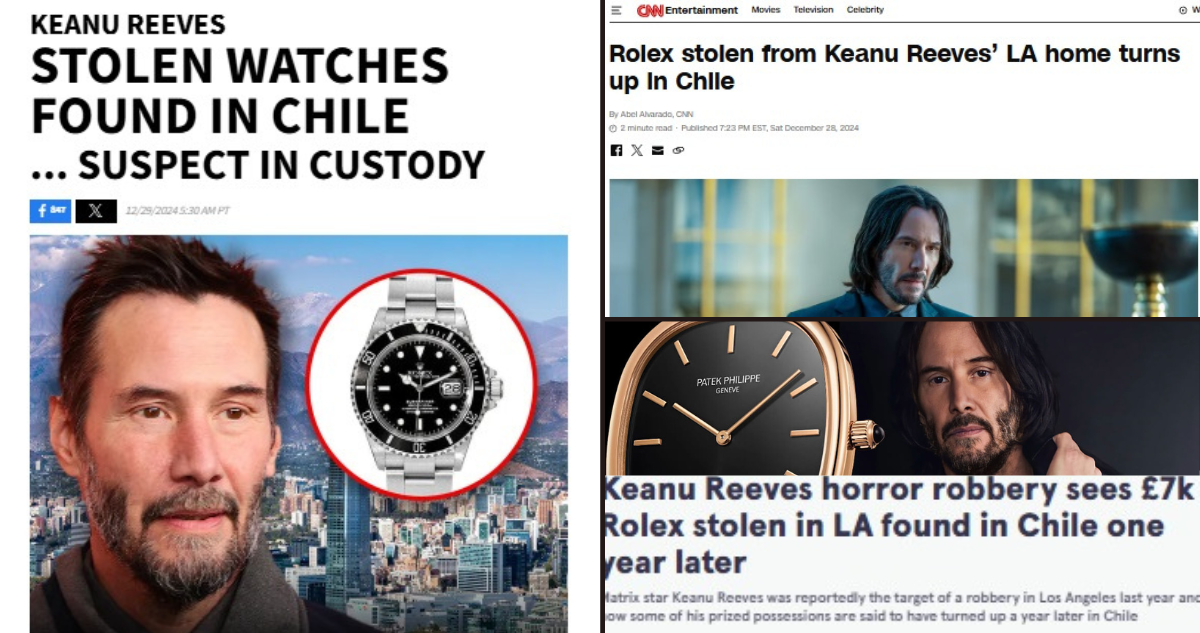 Trama por relojes de Keanu Reeves
