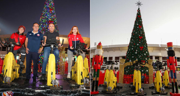 Ministro Pizarro encendió el árbol navideño en el estadio Nacional pedaleando.