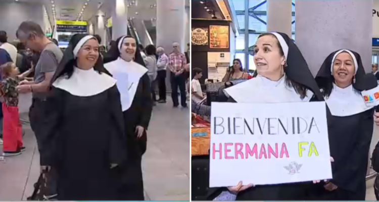 Monjas juegas bromas en aeropuerto