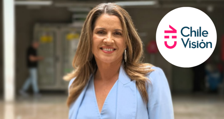 Monserrat Álvarez y logo de CHV en referencia a su posible salida del canal