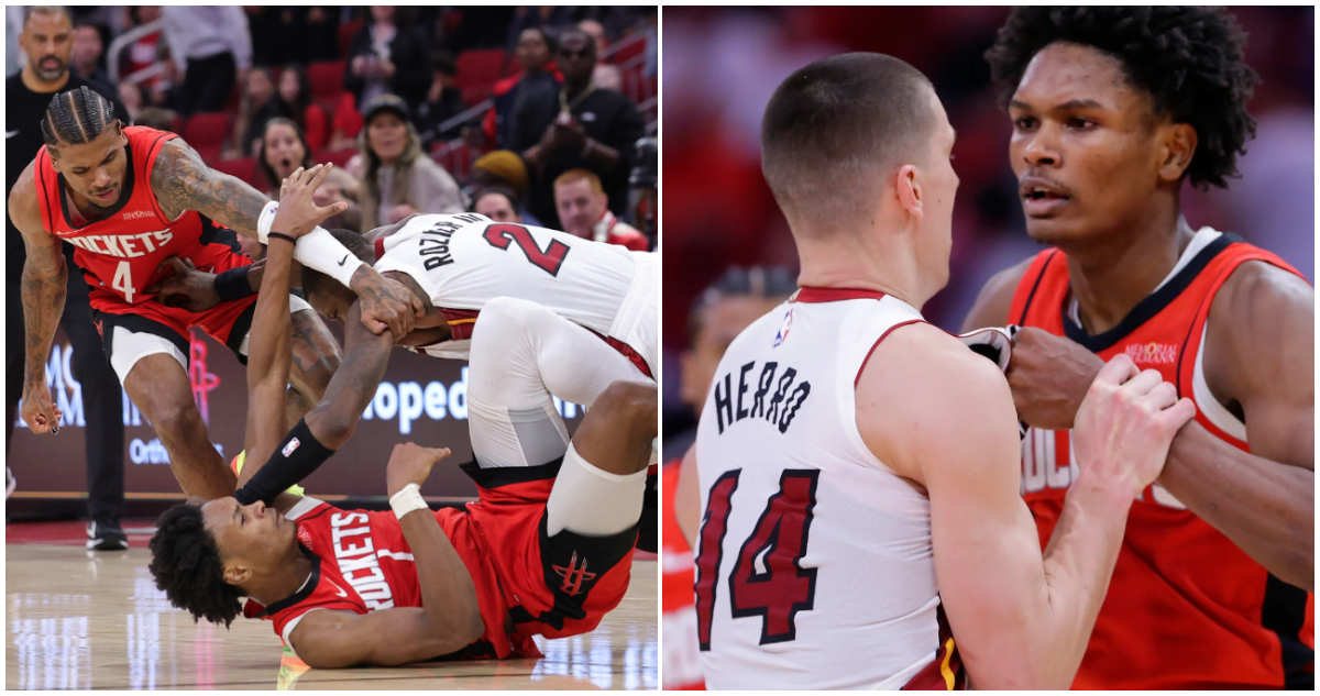 pelea en duelo entre los Houston Rockets y Miami Heat