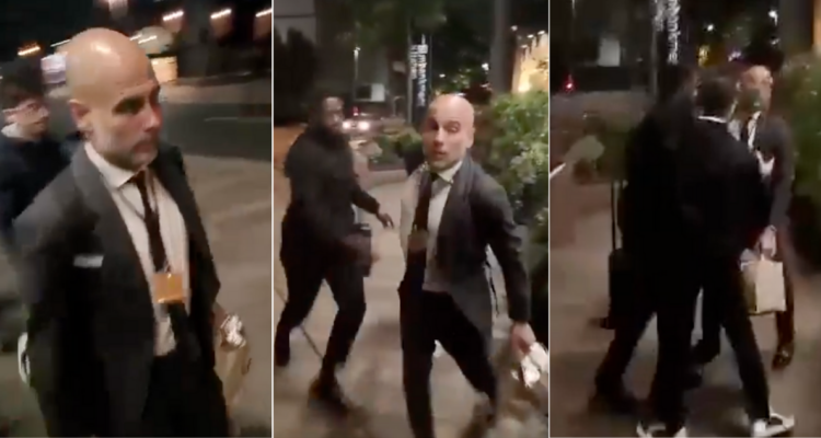 Pep Guardiola reaccionó casi a los golpes tras una broma de un hincha de Liverpool.